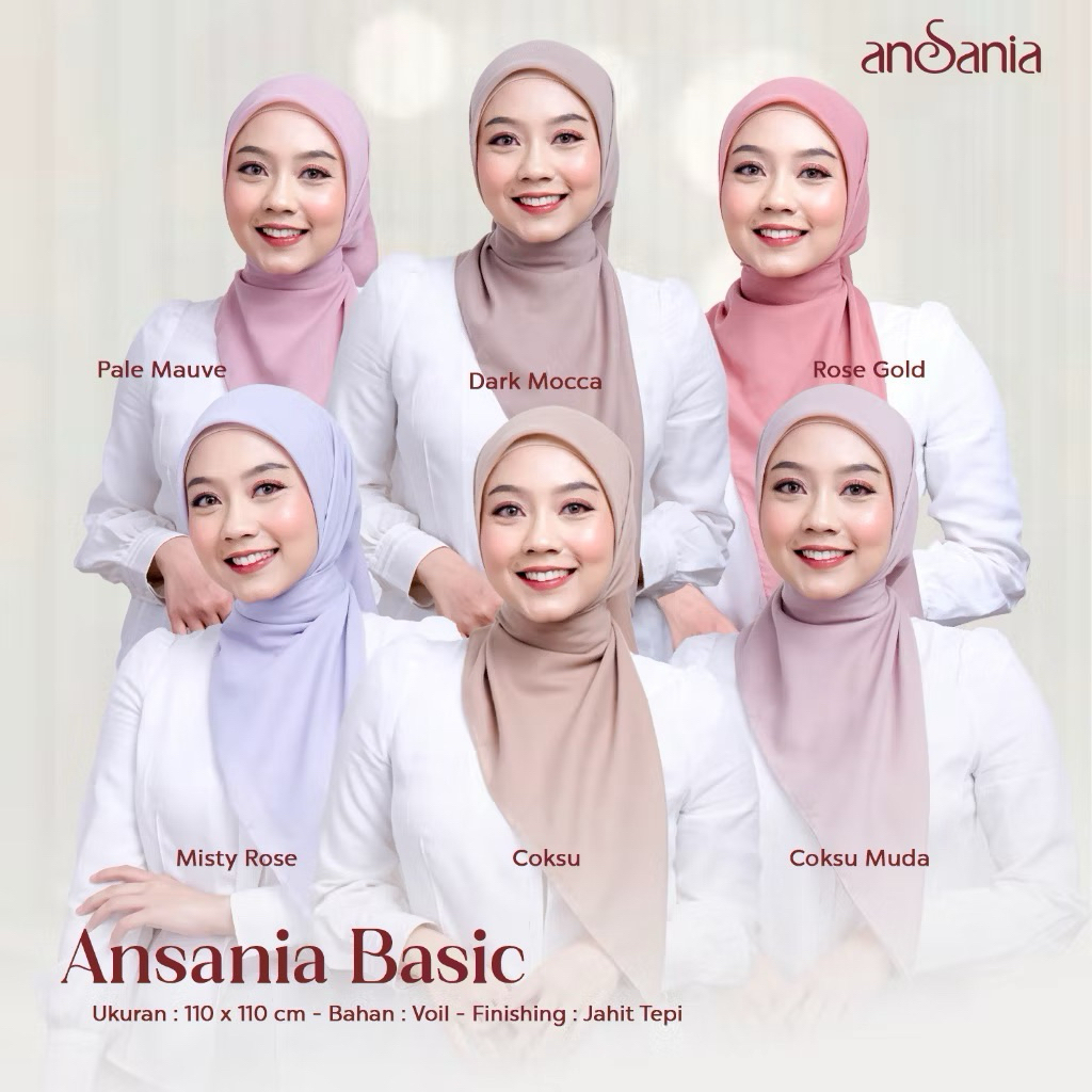 HIJAB SEGIEMPAT BASIC ANSANIA / SEGIEMPAT ANSANIA PREMIUM JAHIT TEPI TERBARU