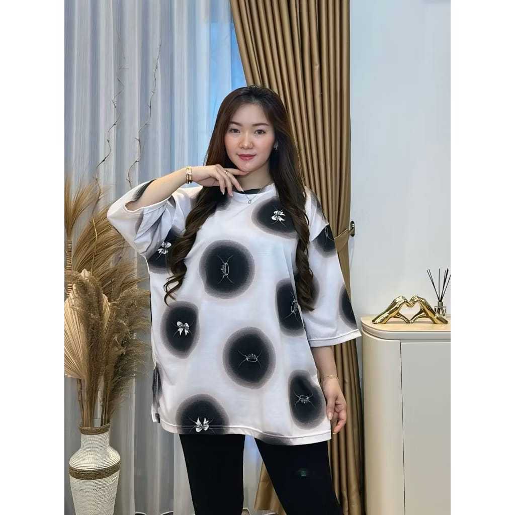 Lauren ATASAN WANITA OVERSIZE JUMBO LD135 CM KAOS WANITA MOTIF ONDE