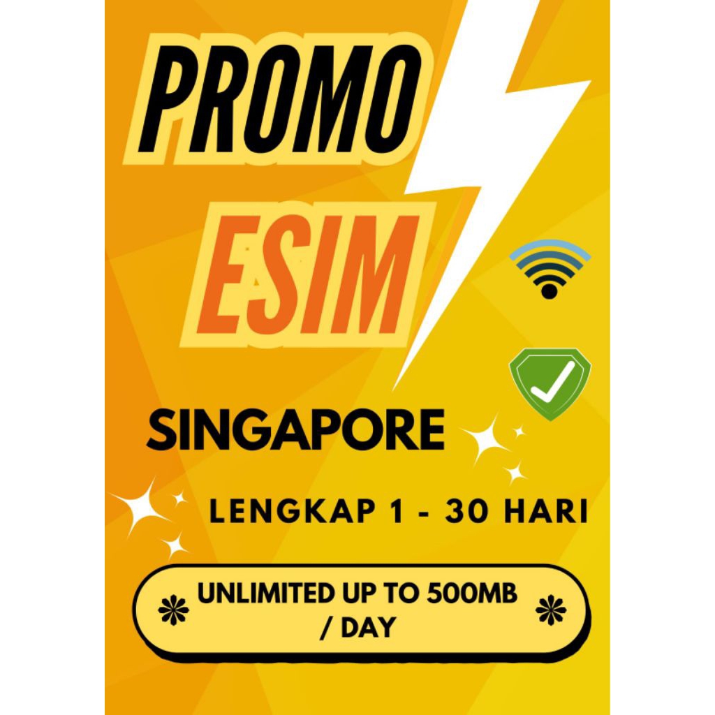 eSIM Singapore Paket Data Unlimited 500MB / Hari Garansi Aktif 100% Dengan Pilihan Hari Terlengkap D