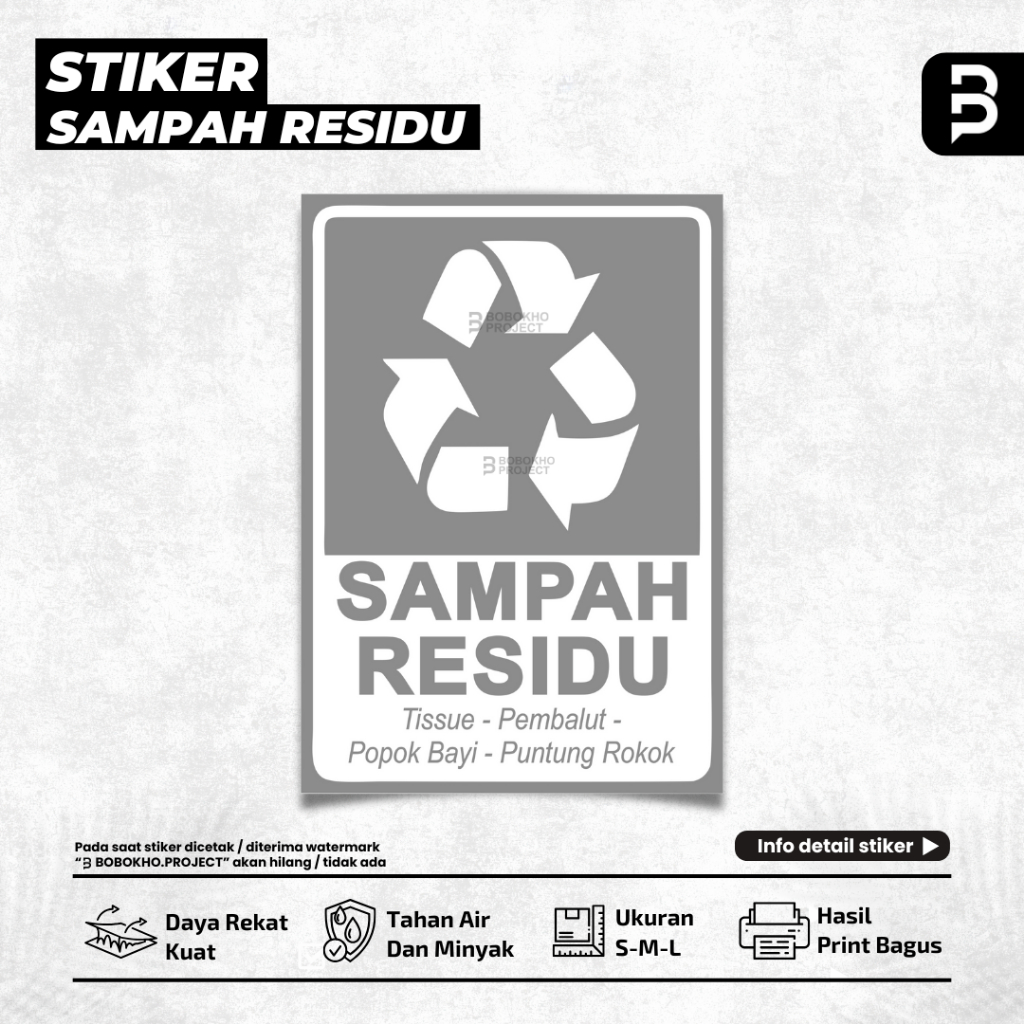 

Stiker sampah residu / Stiker Limbah Residu / Stiker sampah non-recyclable / Stiker Sampah / Stiker Limbah