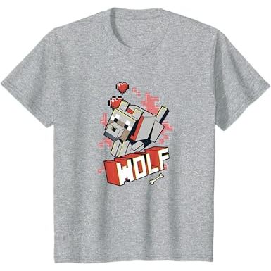 Kaos anak Minecraft Wolf Hero Love T-Shirt