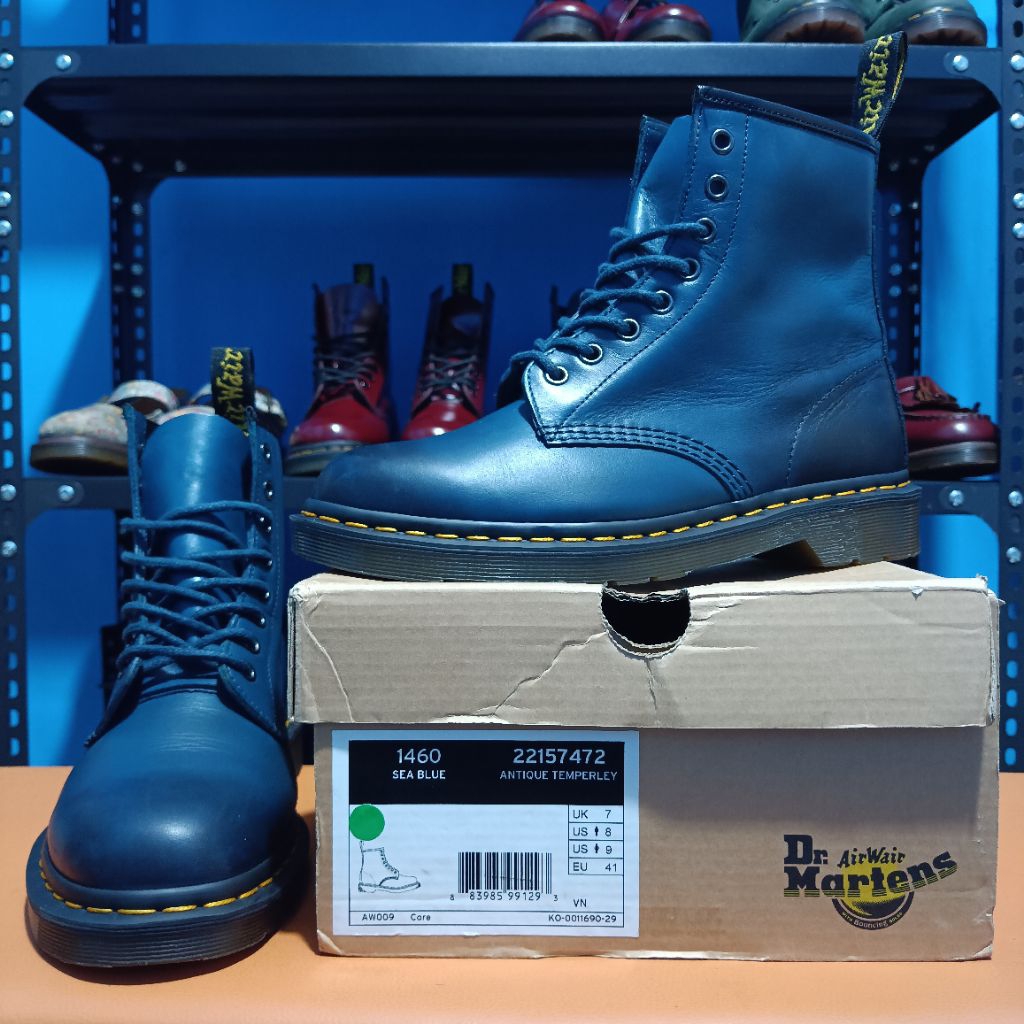 Dr Martens 1460 Sea Blue Antique Temperley Boots Size 41 docmart dr. martens rare navy