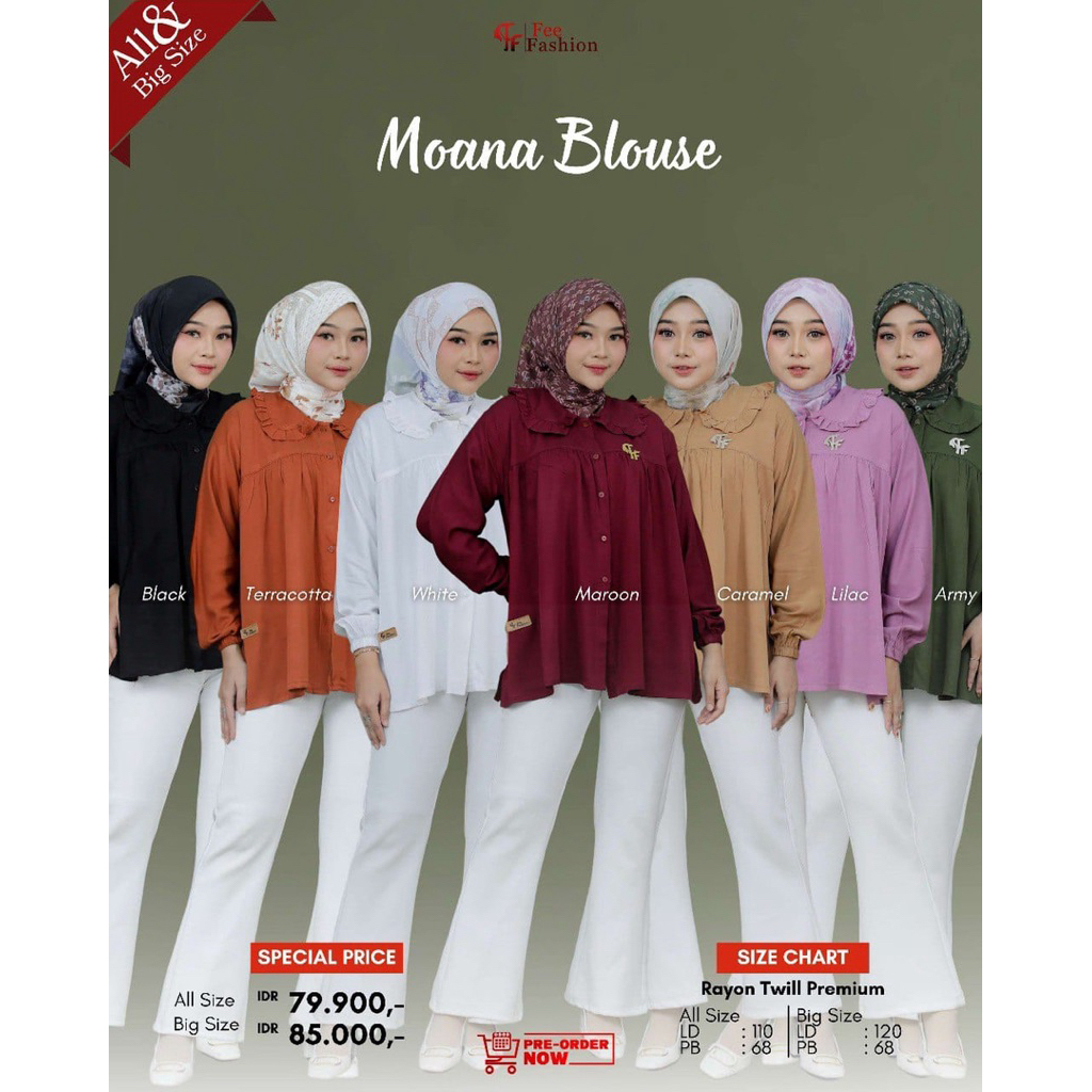 Promo Fee Fashion - Blouse / Kemeja Wanita / Moana Blouse Fee Fashion