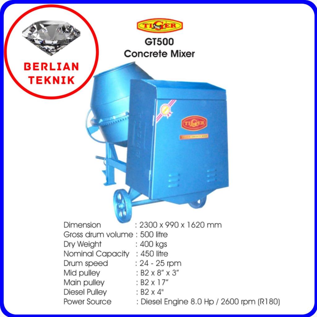 Beton Molen Concrete Mixer Semen TIGER GT 500 Liter
