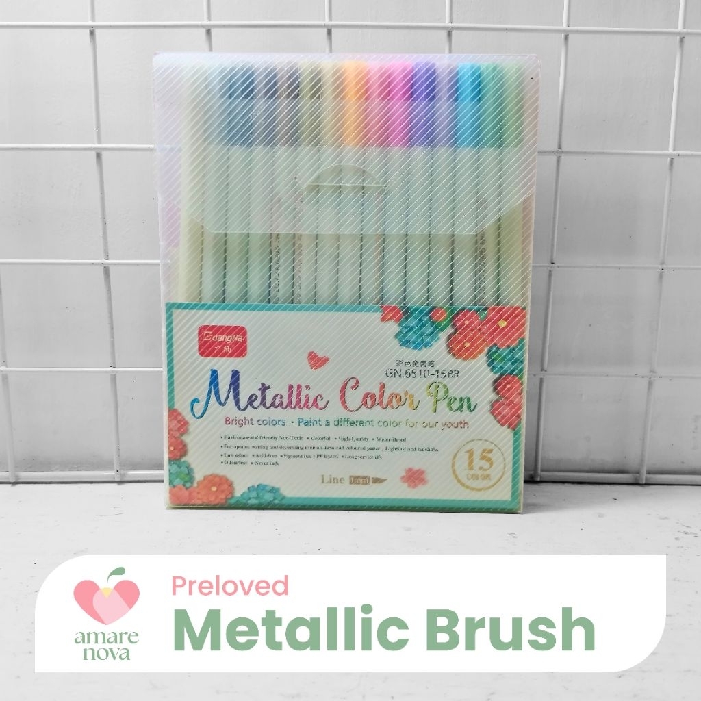 

[PRELOVED] GuangNa Metallic Brush Pen Set 15