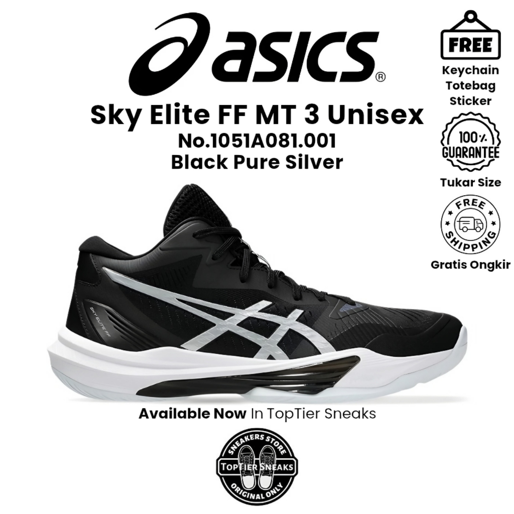 Sepatu Running Tennis Volly Asics SKY ELlTE FF MT 3 Black Pure Silver Original