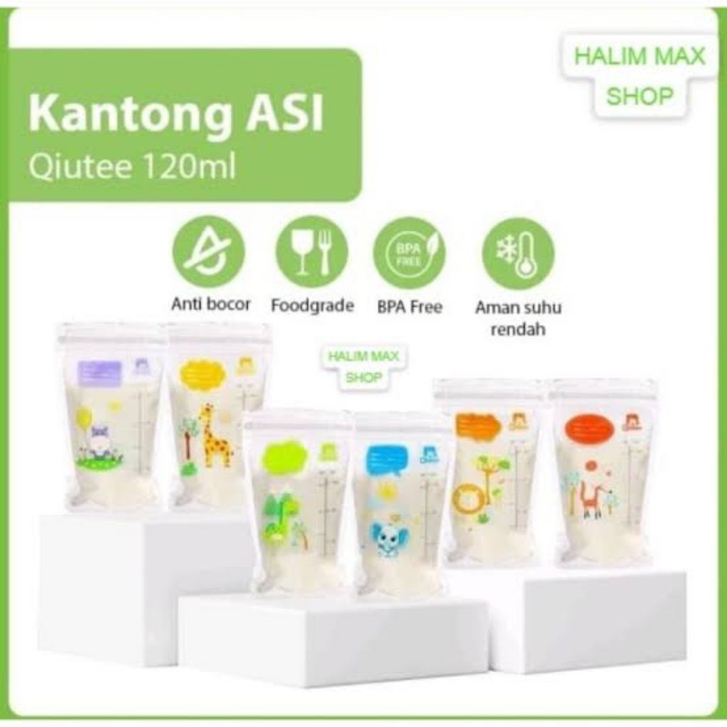 Kantong Asi Qiutee dan little Angel 120ml/Breast Milk Storage Bag isi 30pcs