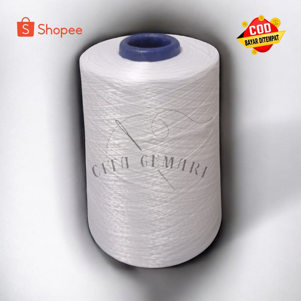 Jaydening Benang Obras Polyester 500Gram Putih Benang Polyester 150/48 Polyester Polister