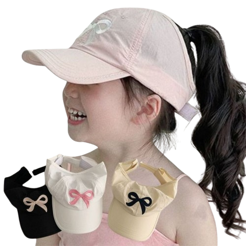 Topi baseball Anak Perempuan 1 sampai 7  tahun Ribbon Cap Topi Olahraga Sporty Pantai Topi Golf anak