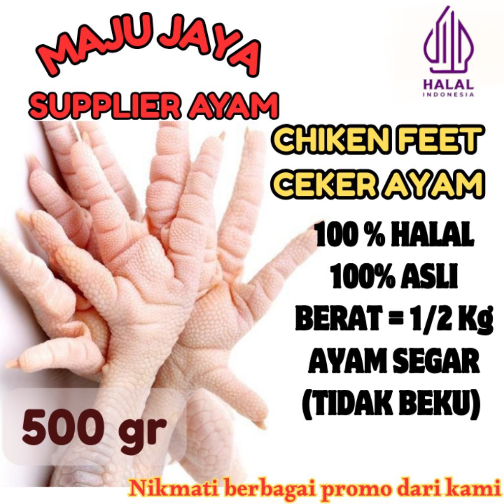 

CEKER AYAM 1/2 Kg (500gr) CHICKEN FEET / KAKI AYAM/ SEGAR / BERSIH / AYAM BROILER / AYAM NEGRI / AYAM BERKUALITAS /FRESH BERSIH / TIDAK BEKU / HALAL / AMAN DIKONSUMSI