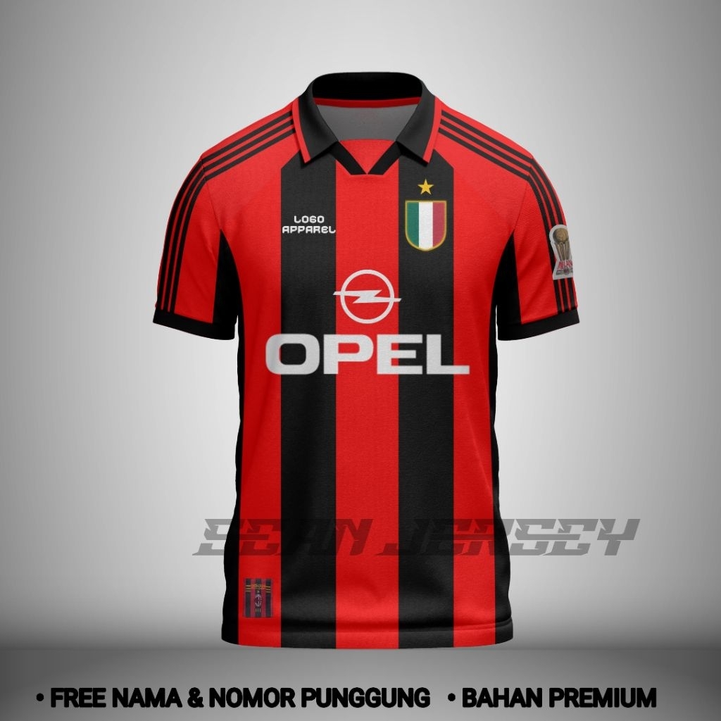 Jersey Milan Home 1999 Custom Full Printing