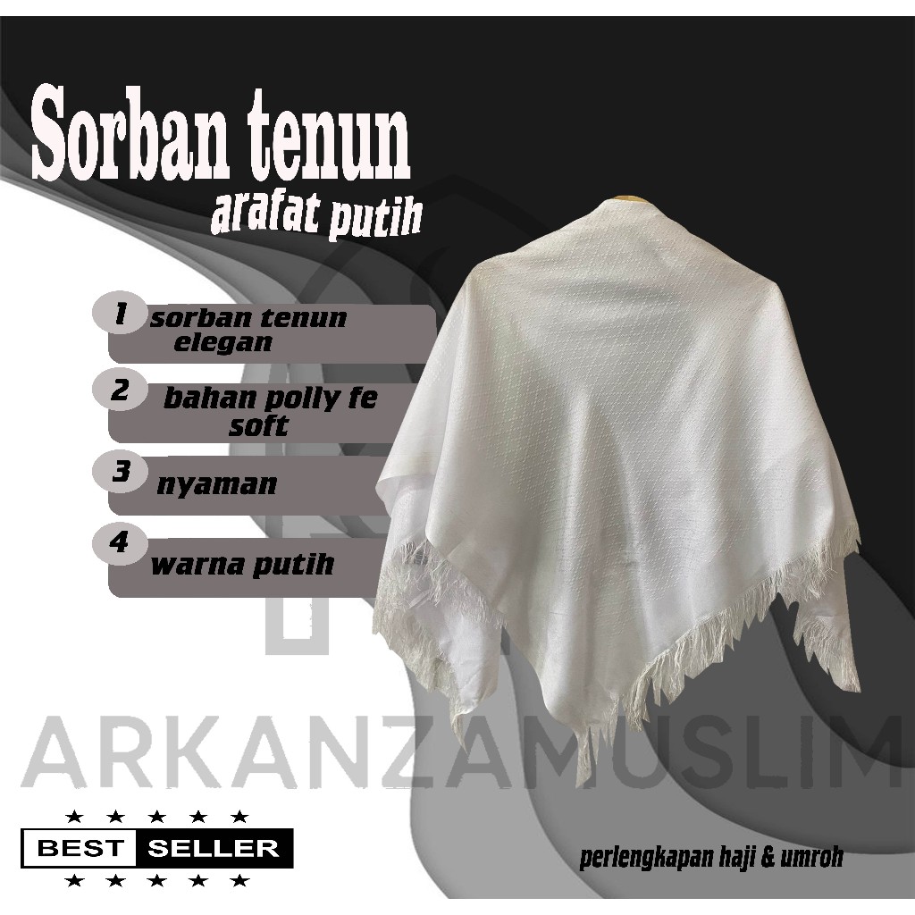 Sorban Putih Tenun Berkualitas Sorban tenun pria putih polos syal imama
