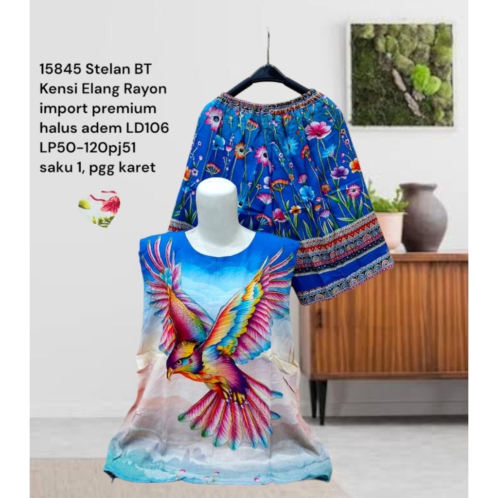 sale....MS 15845 Stelan BT Kensi Elang Rayon import premium halus adem
