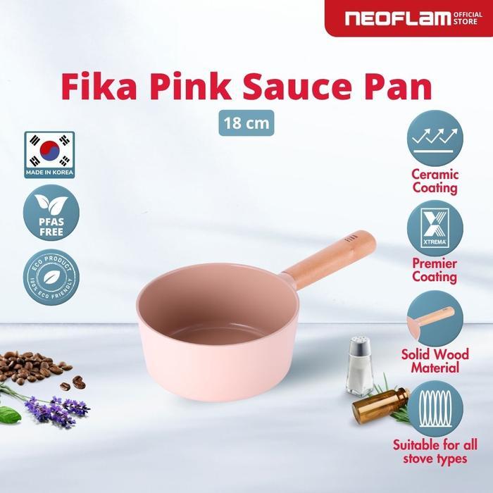 Neoflam FIKA Sauce Pan 18CM Pink Ceramic Non-Stick