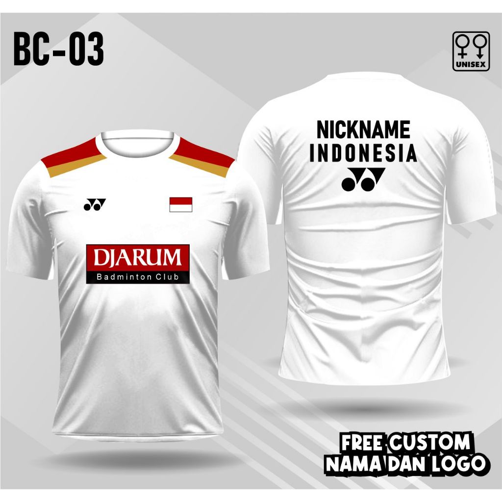 jersey badminton jersey bulu tangkis PB Djarum free custom nama BC-03