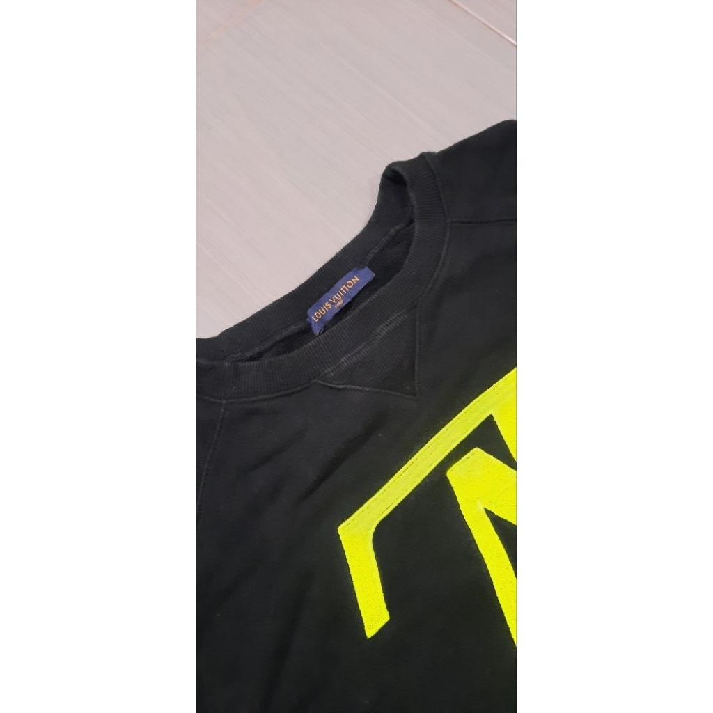 Louis Vuitton Upside Down LV Logo Black Neon Green Sweatshirt Crewneck