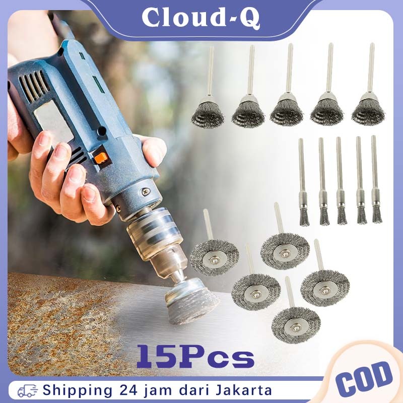 15 Pcs Mata Bor Sikat Kawat / Sikat Kawat Mini Grinder / Mata Bor Sikat Kawat / Bor Kawat