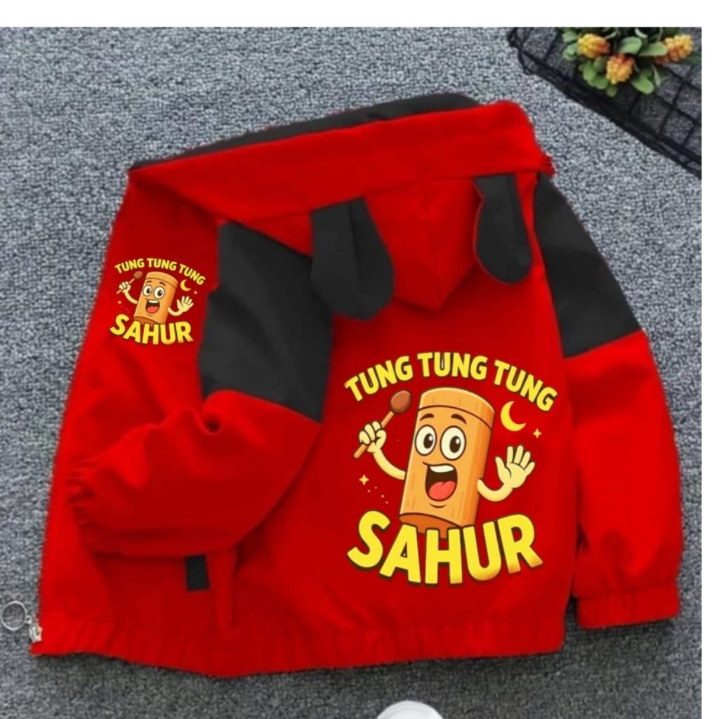 jaket anak kombinasi ,jaket anak waterproof,jaket anak bergambar tungtung sahur