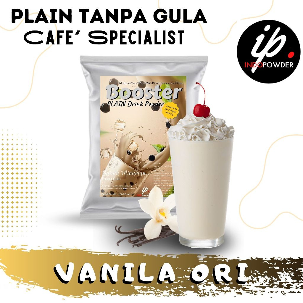 

Indopowder - Bubuk Tanpa Gula / Plain VANILLA / VANILA 1Kg Untuk Cafe, Waralaba & Usaha Minuman