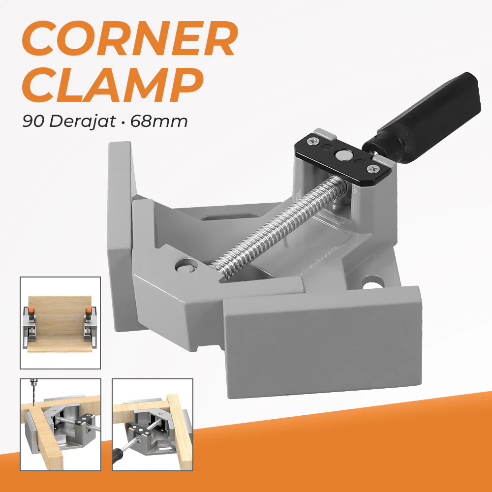 Corner Clamp Penjepit Sudut Frame Kaca Kayu 90° Single Swing Jaw Klem Sudut Siku Pegangan Pengapit