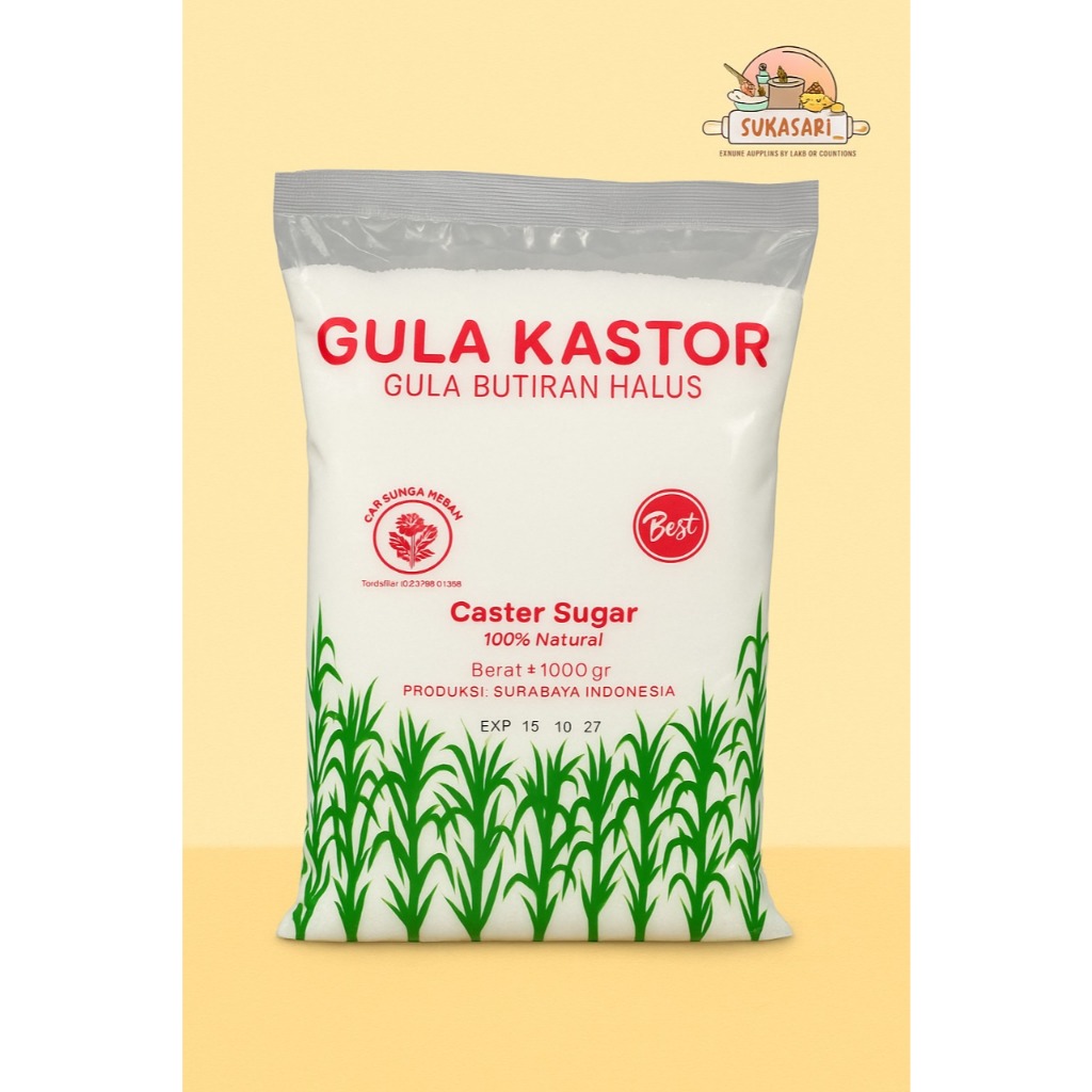 

Gula Kastor Cap Bunga Merah 1 Kg / Caster Sugar Gula Butiran Halus