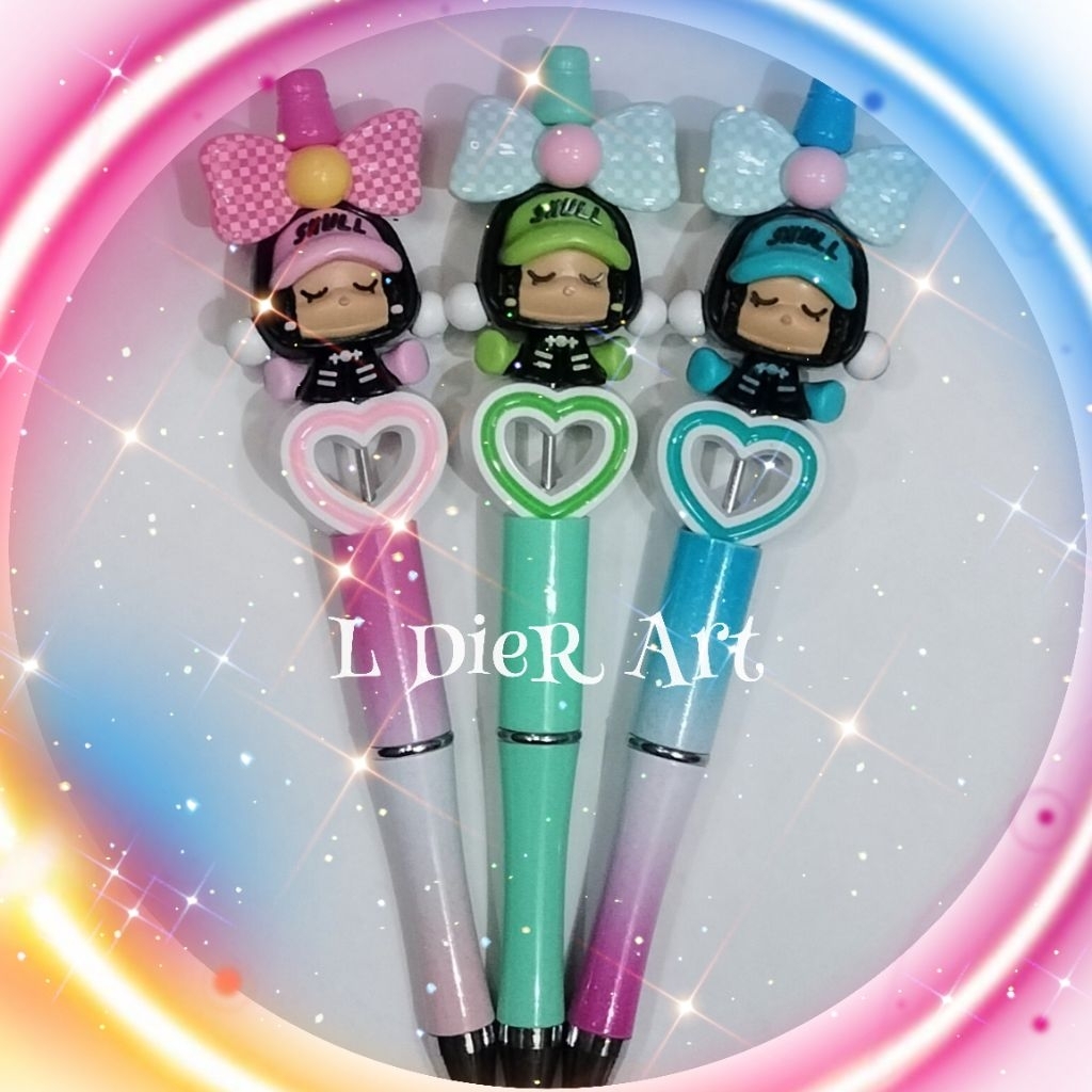 

Pulpen DIY hias manik cantik L DieR Art *Seri boneka Skullpanda
