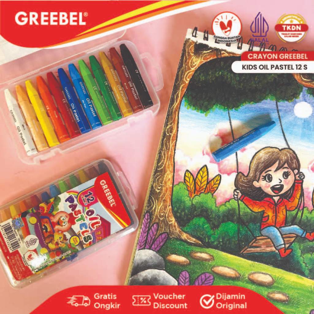 

GREEBEL Crayon Krayon 12 S Warna / Kids Oil Pastel 36 Warna / Crayon GREEBEL