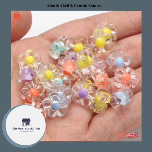 (15 Gram) Manik Akrilik Bentuk Bunga Sakura