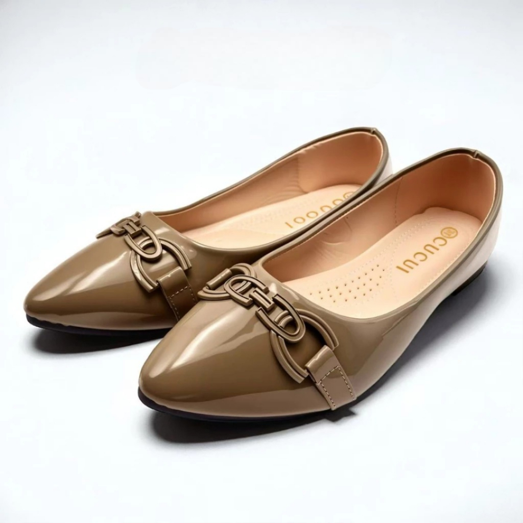 SMP - Sepatu Flat Shoes 52810 Sepatu Kantor Cantik Kerja Formal Soft Jelly Mary Janes Kait Rantai Pa