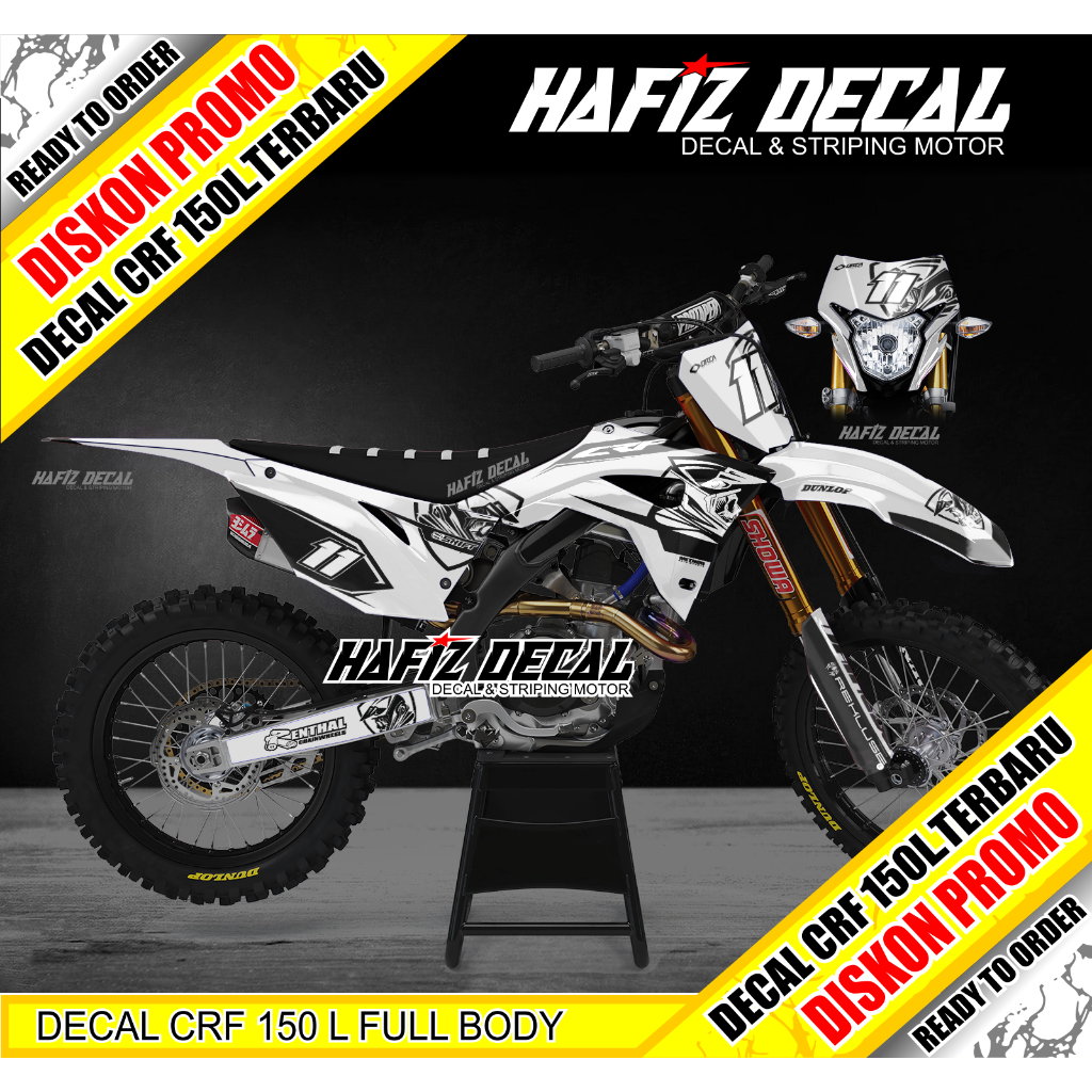 DECAL CRF PUTIH, DECAL CRF 150 PUTIH, DECAL CRF 150 L PUTIH, DECAL CRF 150 L FULL BODY PUTIH