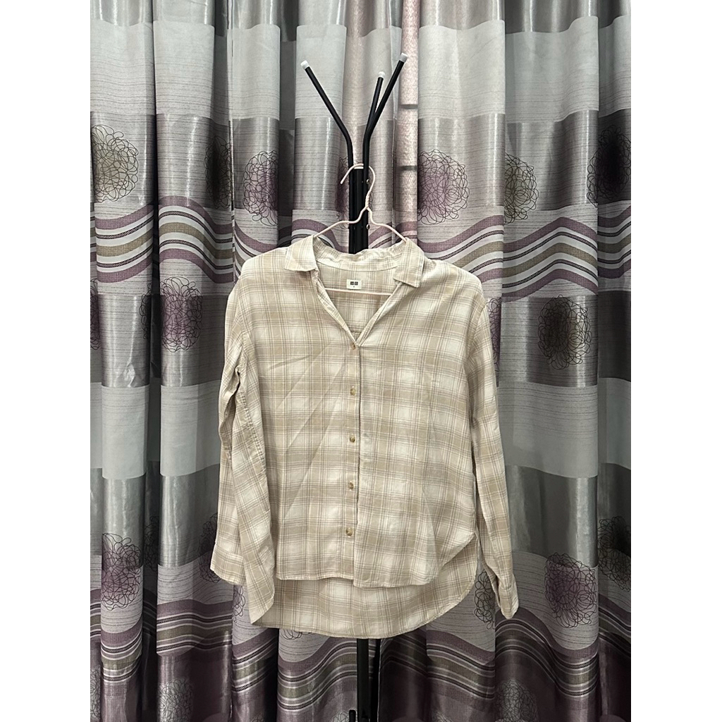 [Preloved] Top Kemeja Flannel Men Shirt Uniqlo Kotak Kotak Big Size Oversize