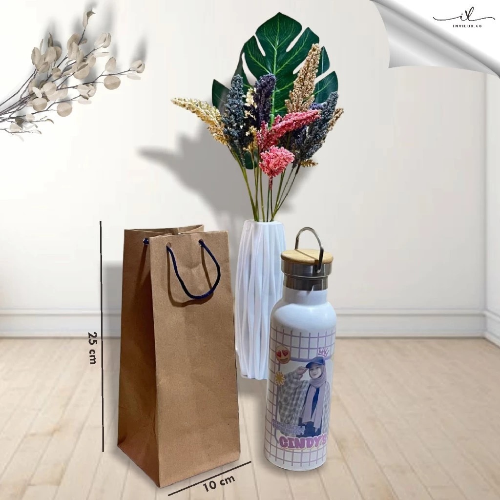 

[12 PCS] PAPER BAG POLOS /MOTIF READY STOK –TAS SOUVENIR HAJATAN AESTHETIC – KRAFT UK 10x25x10