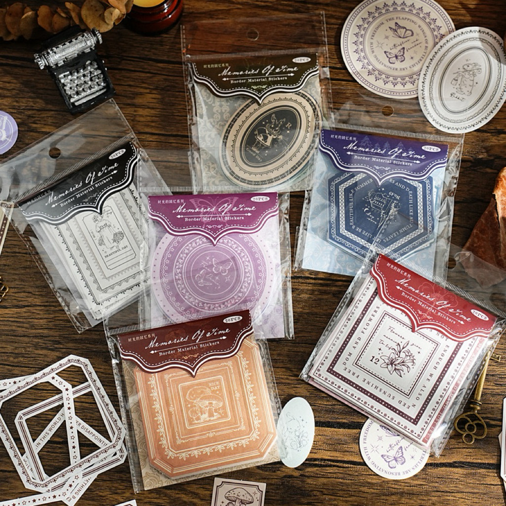 

(3AD) paper art deco dekor journaling kertas kiss cut kotak bulat square round vintage retro