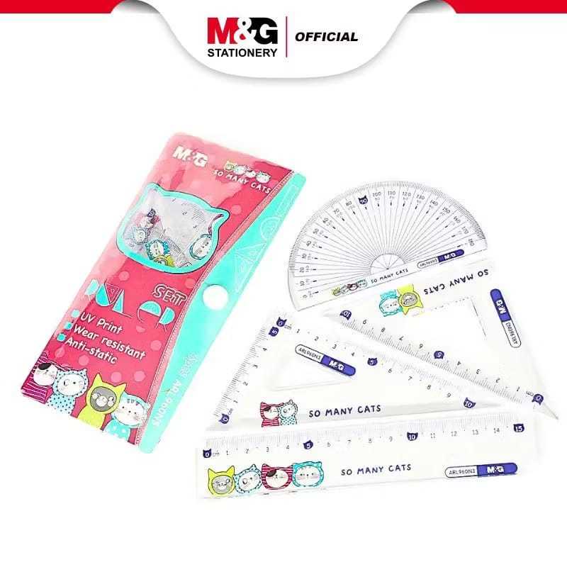 

M&G Set Penggaris ARL 960N3 Lengkap Karakter Kucing Lucu | Ruler Set 4 in 1 (Penggaris, Busur Derajat, Segitiga Siku) – So Many Cats