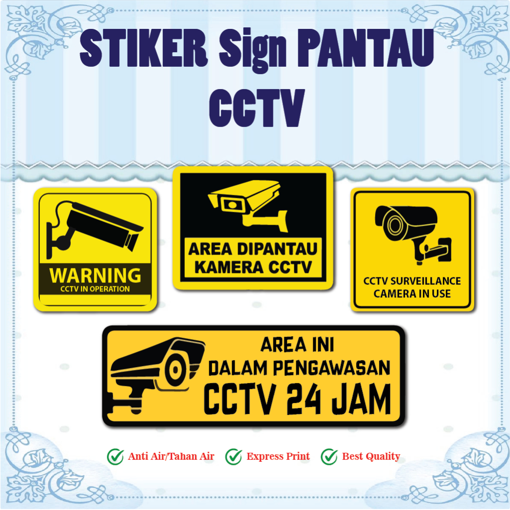 

STIKER VINYL SIGN PANTAU CCTV 10 x 10 / 15 x 10 CM A4 STICKER CCTV ANTI AIR WATERPROOF ANTI LUNTUR