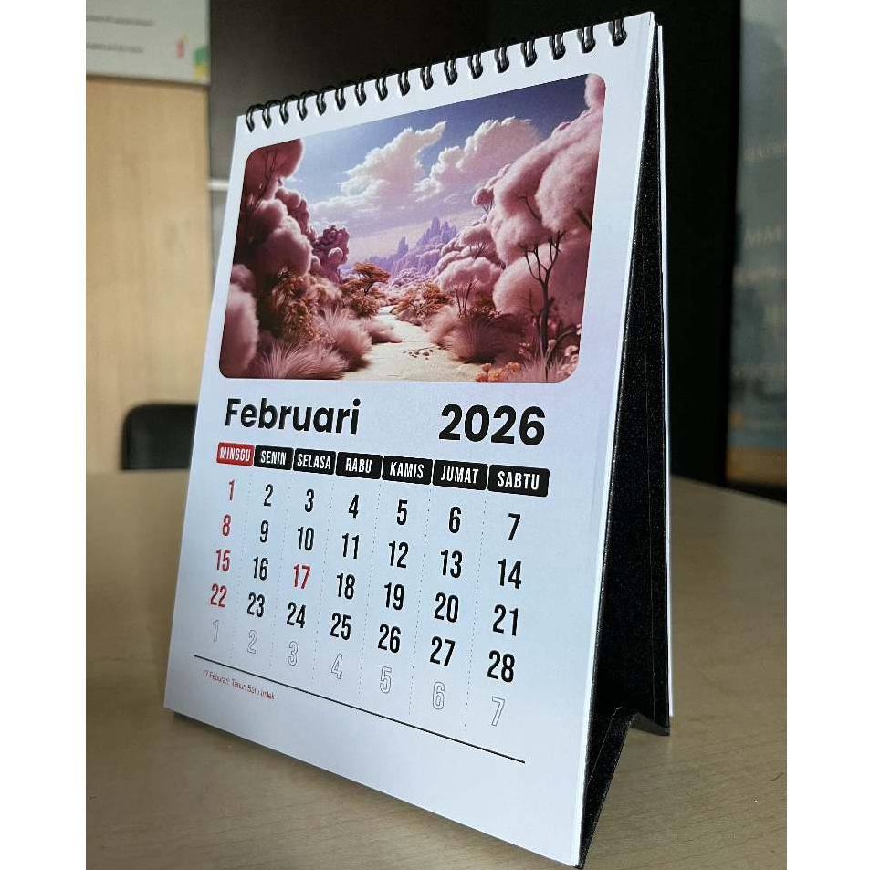 

Kalender 2026 Custom - Kalender Meja Tatakan Linen 8 Lembar 2 Muka - Kertas AC 230 Tebal