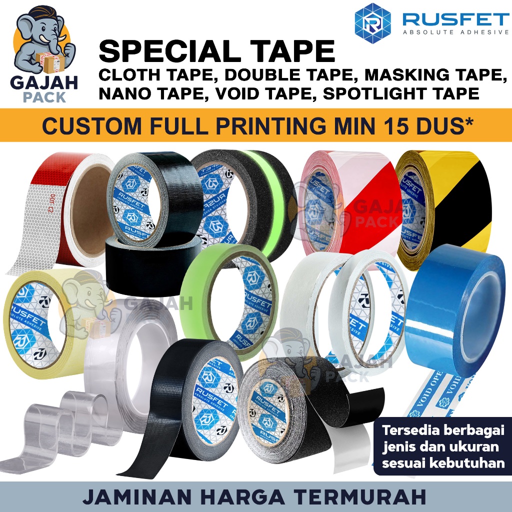 Lakban Security Void Spotlight Masking / Nano / Cloth / Double Tape / Danger Police Line RUSFET