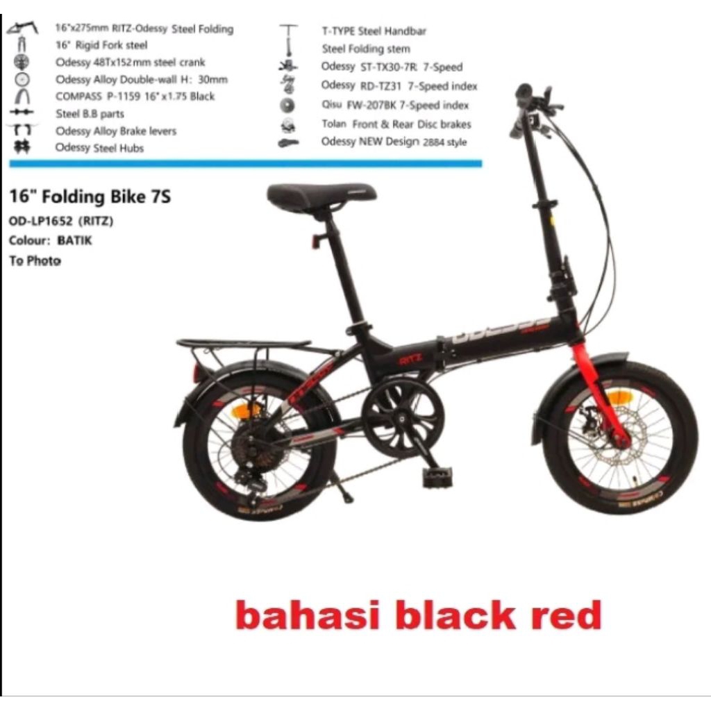 Sepeda Lipat 16 inch Odessy Ritz ada spakbor boncengan