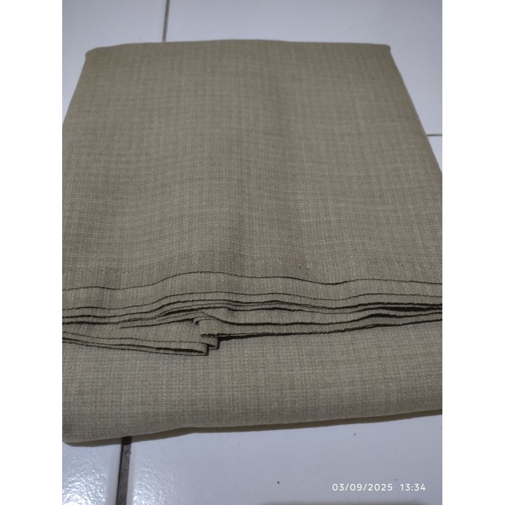Bahan Kain Celana High Twist salur Coklat Abu abu