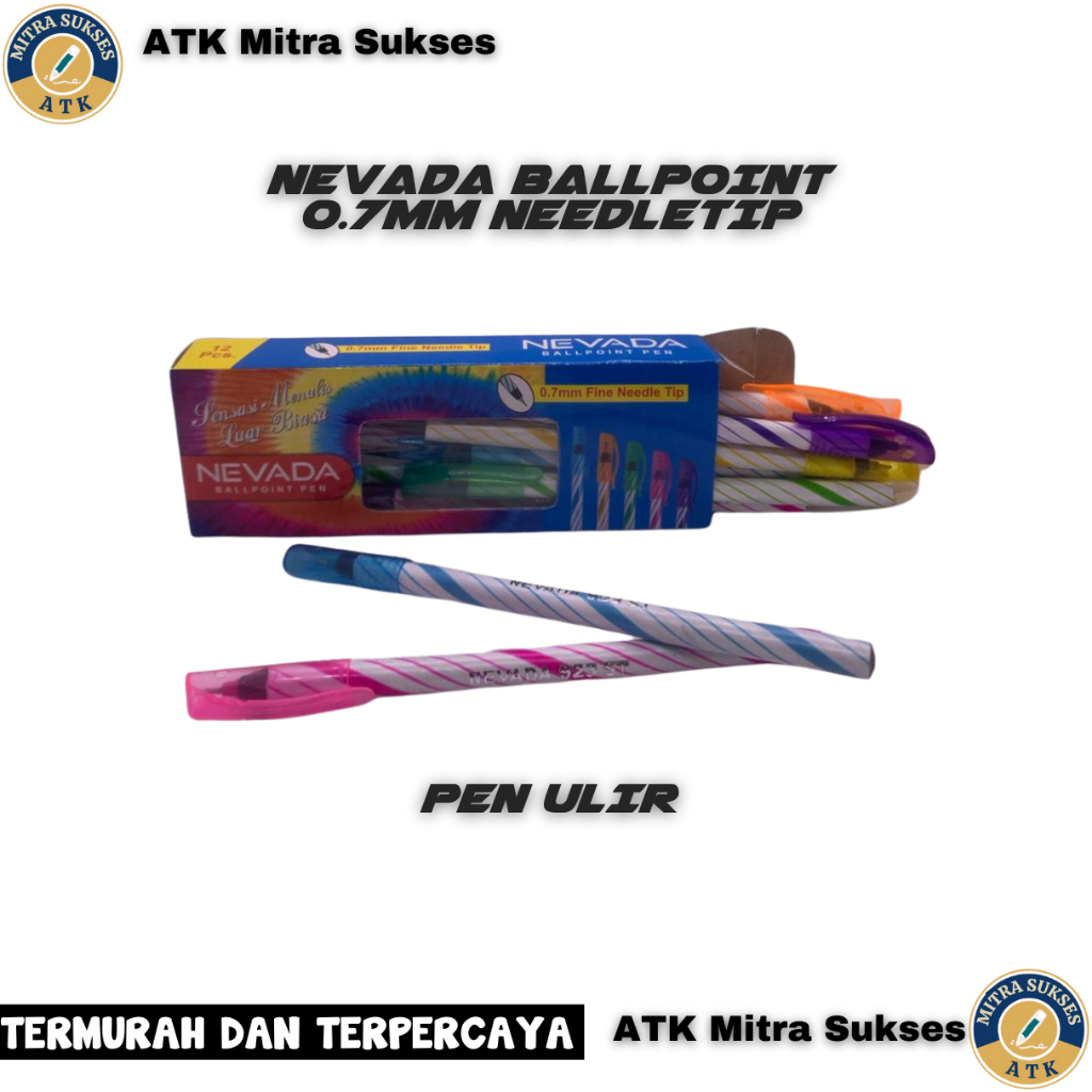 

Ballpoin/Pen/Pulpen Ulir Nevada 0.7mm Needle Tip Pack 12 Pcs