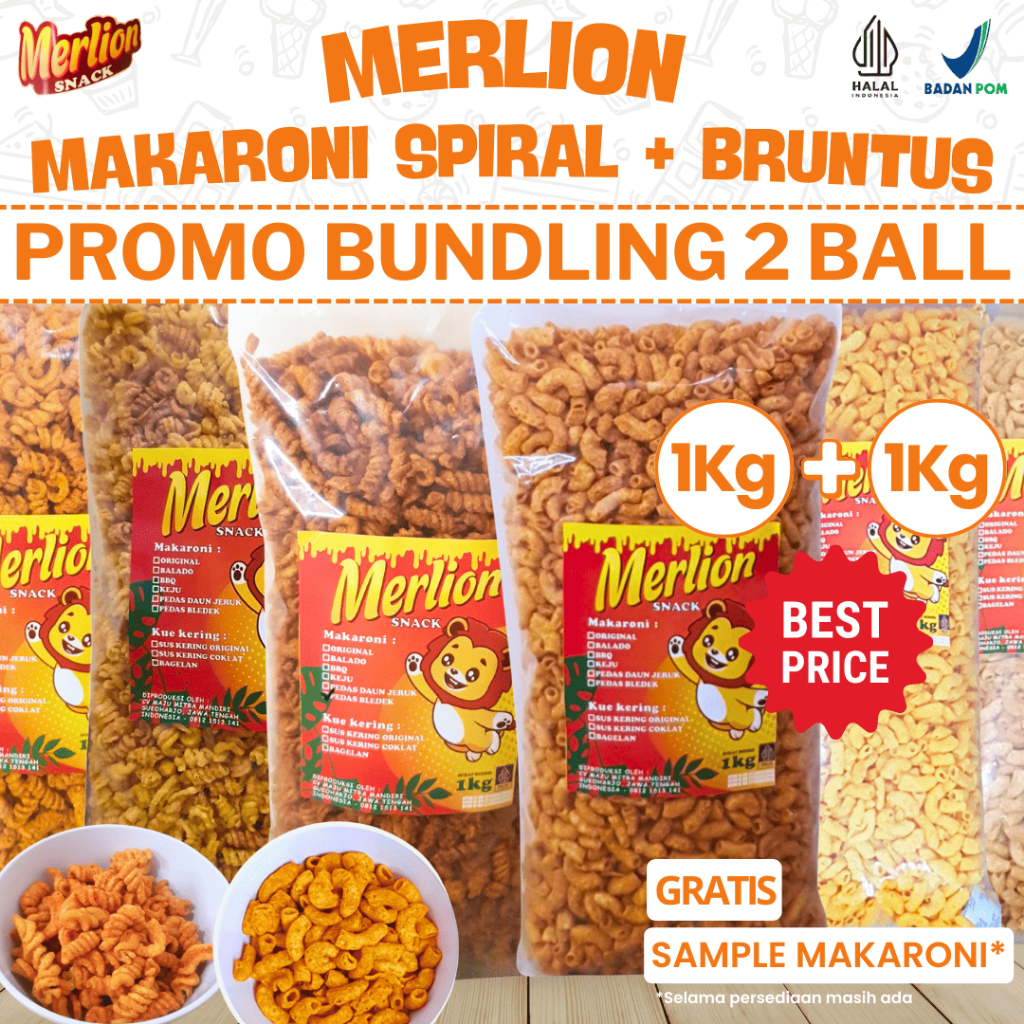 

PAKET BUNDLING MAKARONI SPIRAL DAN MAKARONI BANTAT BRUNTUS HEMAT 7 VARIAN RASA NIKMAT RENYAH PUAS