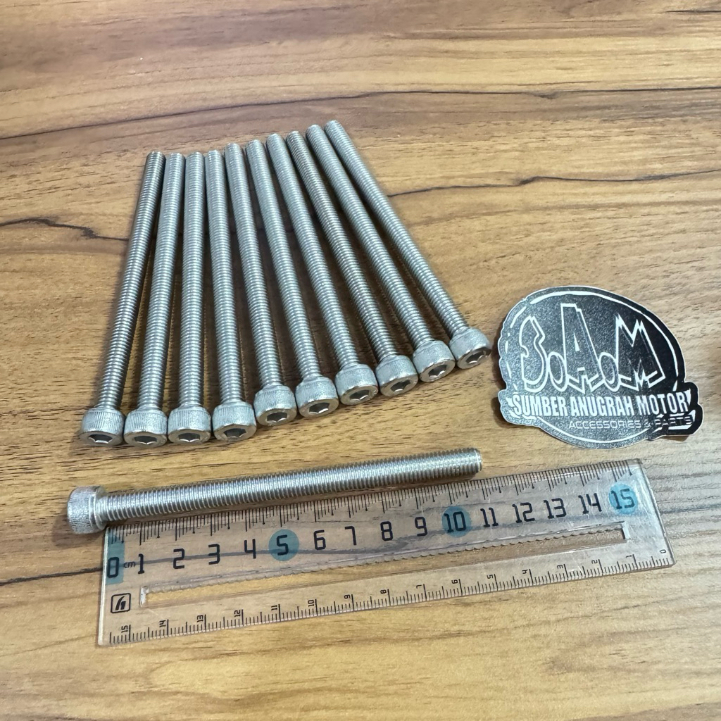 BAUT L STAINLESS M8 X 110 / DRAT 12 PANJANG 11 CM / FULL DRAT / KUNCI L6 / M8x110 / 8 x 110 (harga 1