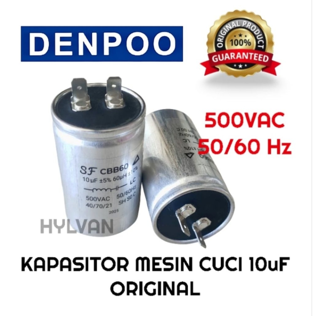 KAPASITOR MESIN CUCI 1 TABUNG DENPOO ORIGINAL