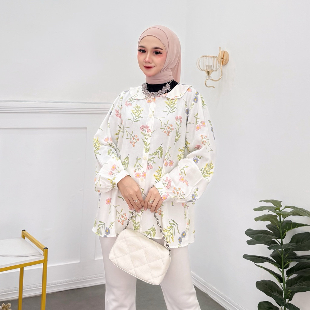 Blouse wanita korea/ Blouse Kemeja Motif bunga cantik / blouse casual / Blouse Regular Fit