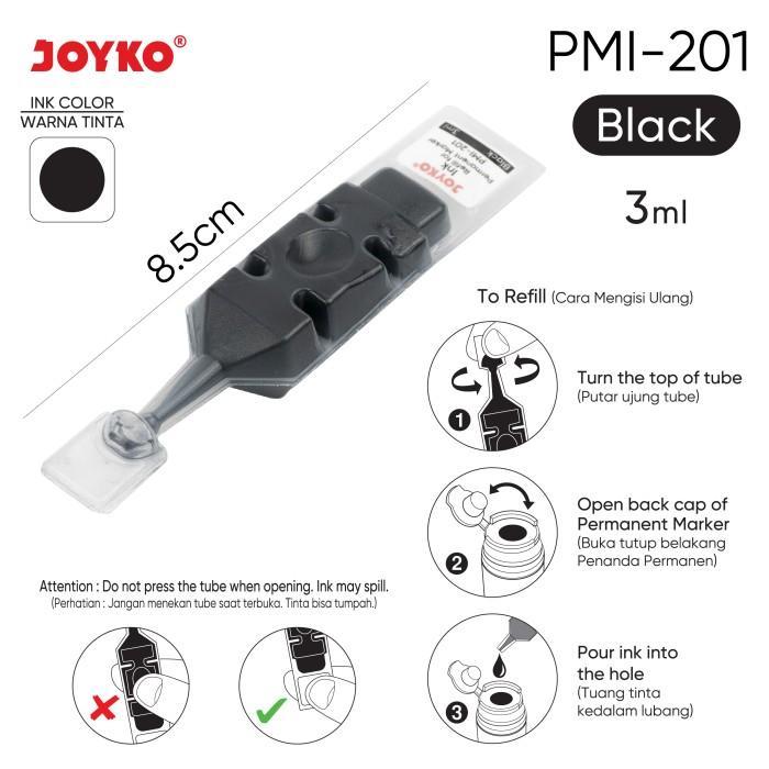 

Refill Permanent Marker Spidol Permanen Round Tip Joyko Refillable - Refill Spidol Joyko Hitam