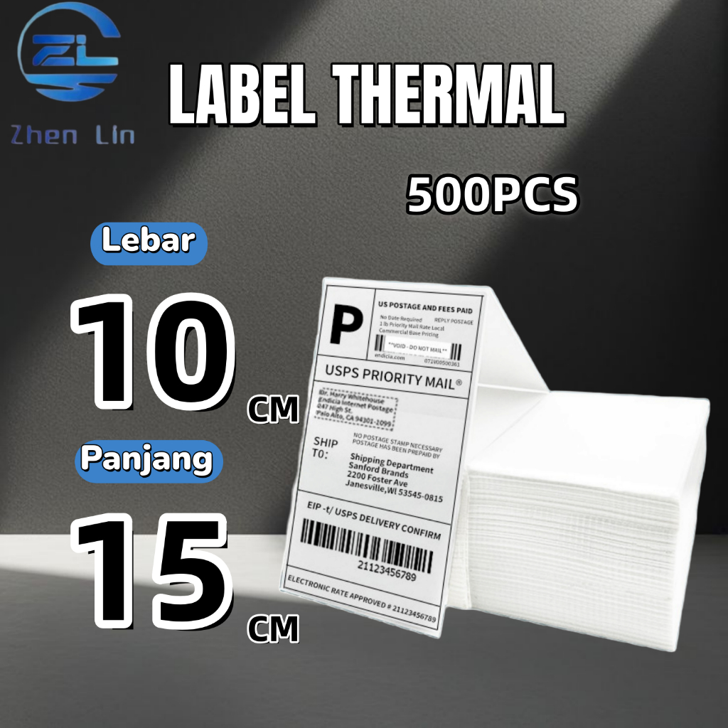 

Label Thermal Lipat 100x150mm A6 500pcs Anti Air Minyak Gesek Putih untuk Printer Thermal