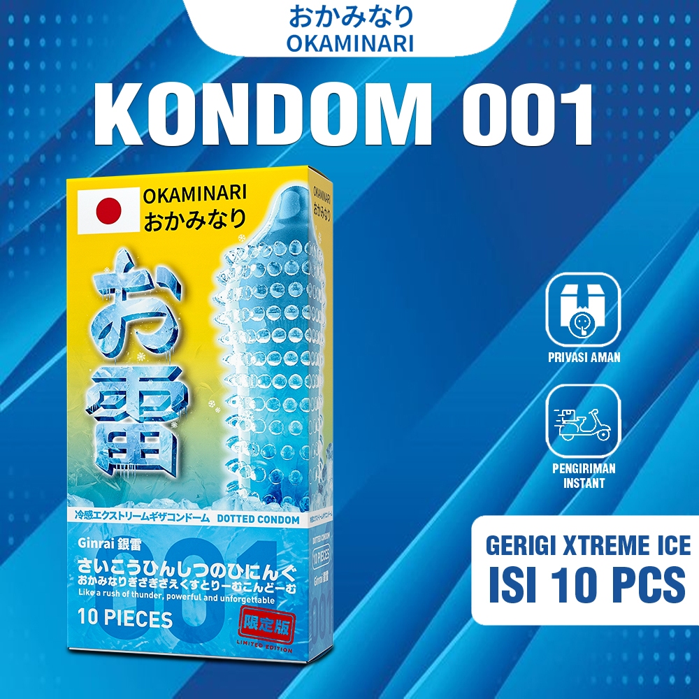 Kondom 001 Okaminari Ginrai Gerigi Xtreme Ice Sensasi Dingin - Box 10 Pcs