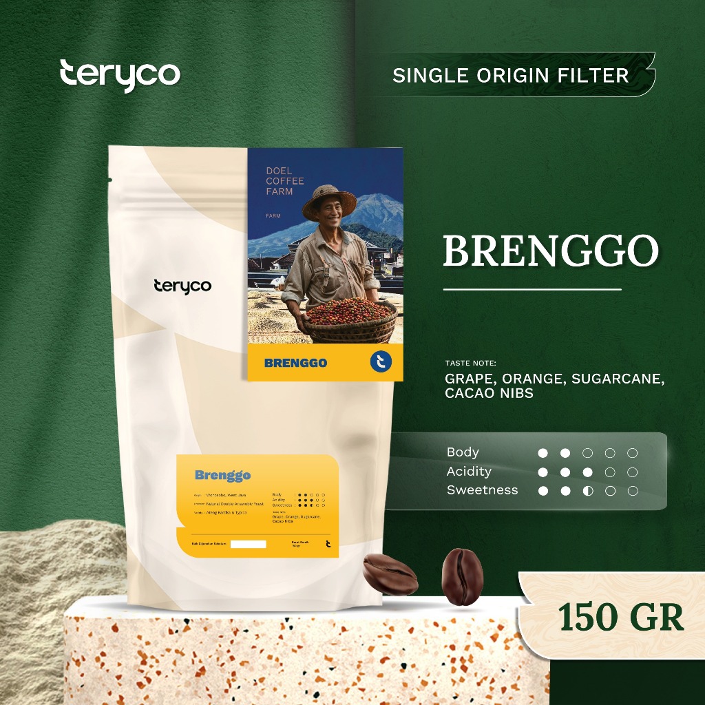 

Brenggo 150 gr - Teryco Roasters / Biji Kopi Arabika Wonosobo / Single Origin / Filter Coffee Bean Arabica