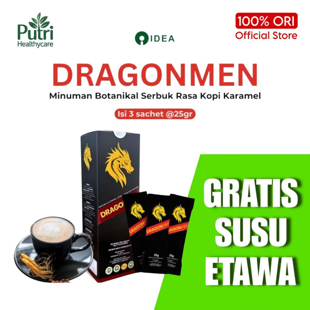 DRAGON MEN - Minuman Kopi Karamel untuk Stamina Pria Dewasa Obat Kuat Herbal Alami 100% Original