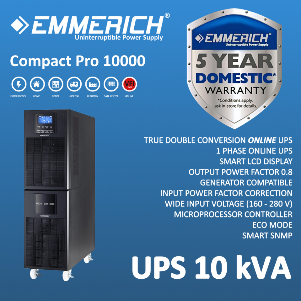 EMMERICH UPS Compact Pro 10000 VA 1 Phase | Online Double Conversion